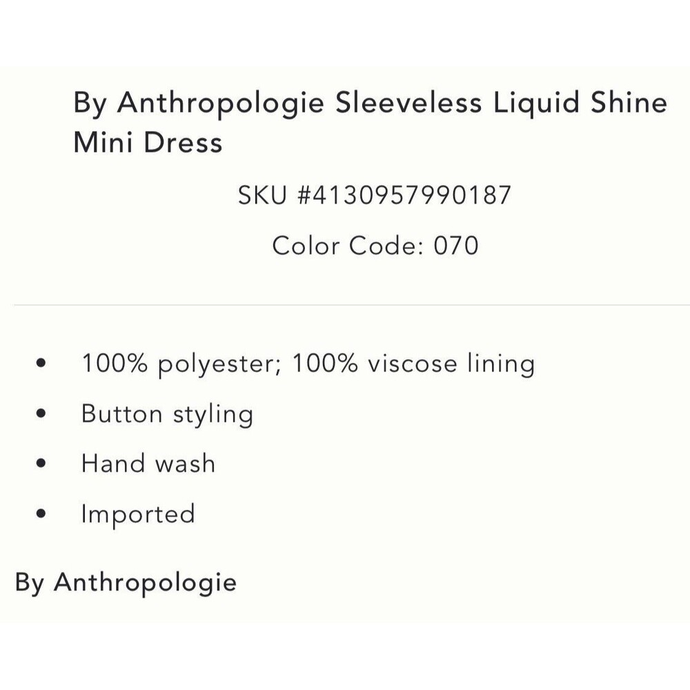 ANTHROPOLOGIE Womens New Mini Dress MEDIUM Gold Sleeveless Shine Metallic 095799 - Picture 13 of 15